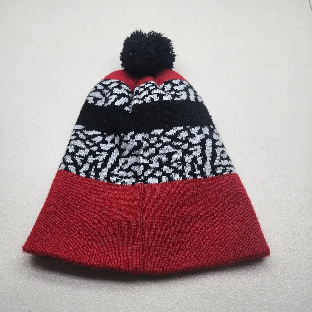 Jordan Boys Beanie YOUTH Red Pom Logo Jumpman Foldover Knit